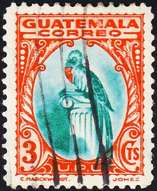 Гватемала 1935 год . Кетцаль (Pharomachrus mocinno)